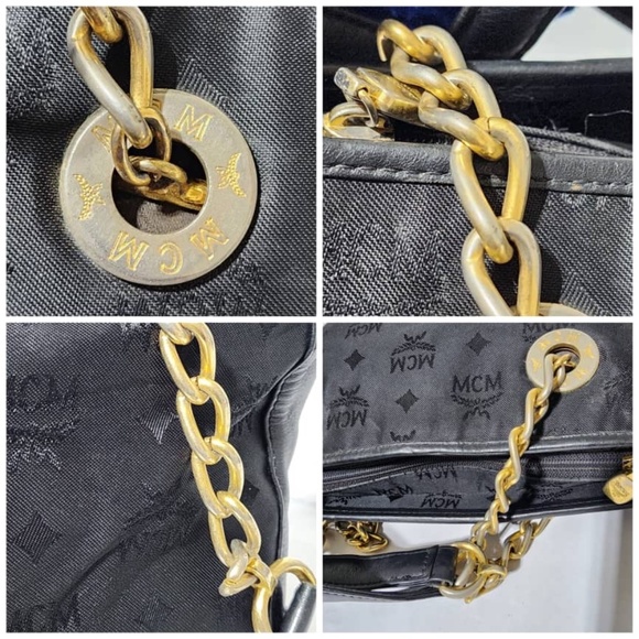 Authentic MCM Vintage Visetos Nylon Shopping Tote Bag Black - Picture 13 of 15